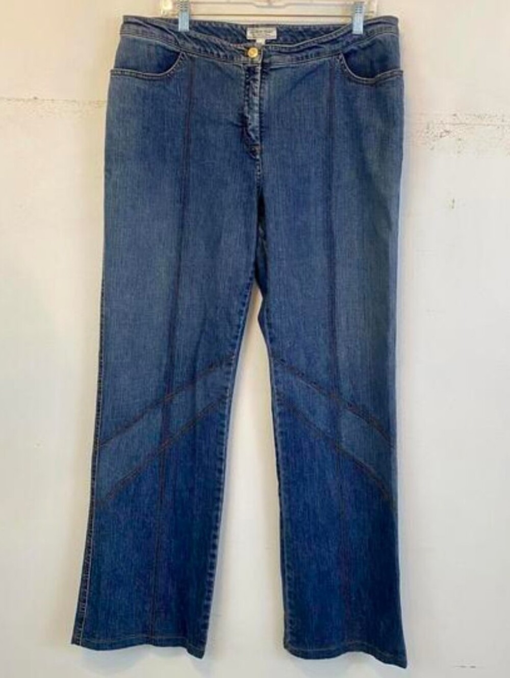 ST. JOHN SPORT Vintage wide leg contrast stitch jeans sz 16